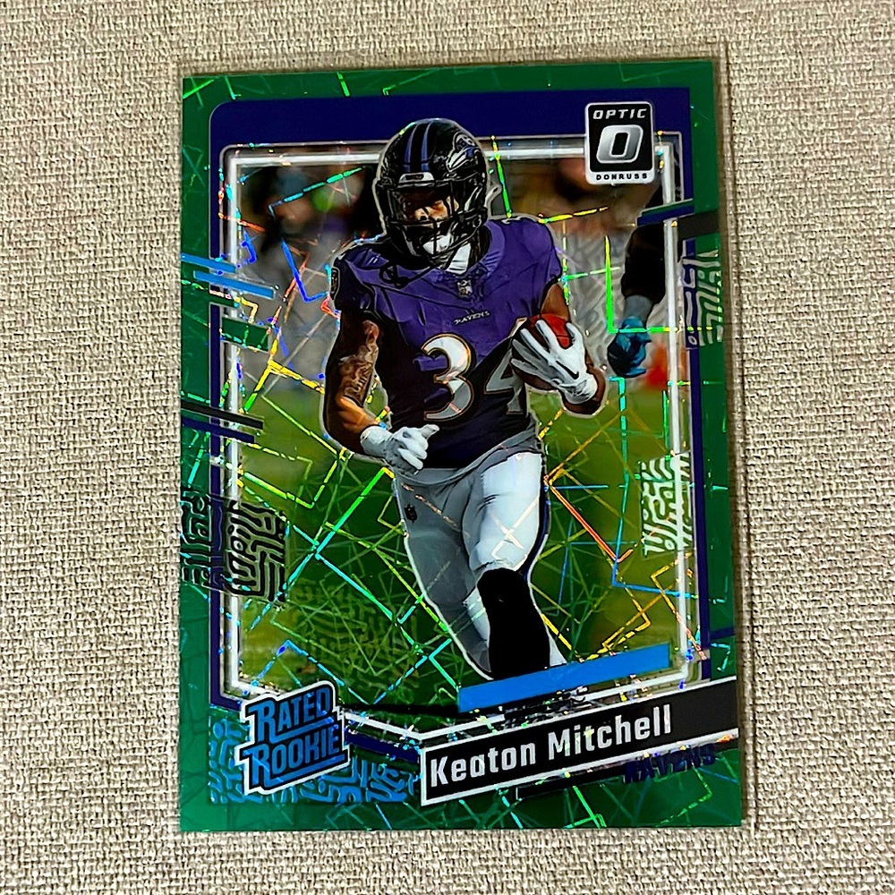 Keaton Mitchell Panini Optic Green Velocity Baltimore Ravens NFL Football Card